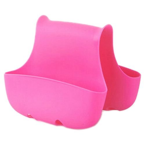 SODIAL(R) Double Sink Caddy Saddle Style Kitchen Organizer Storage Sponge Holder Rack Tool Rose Red