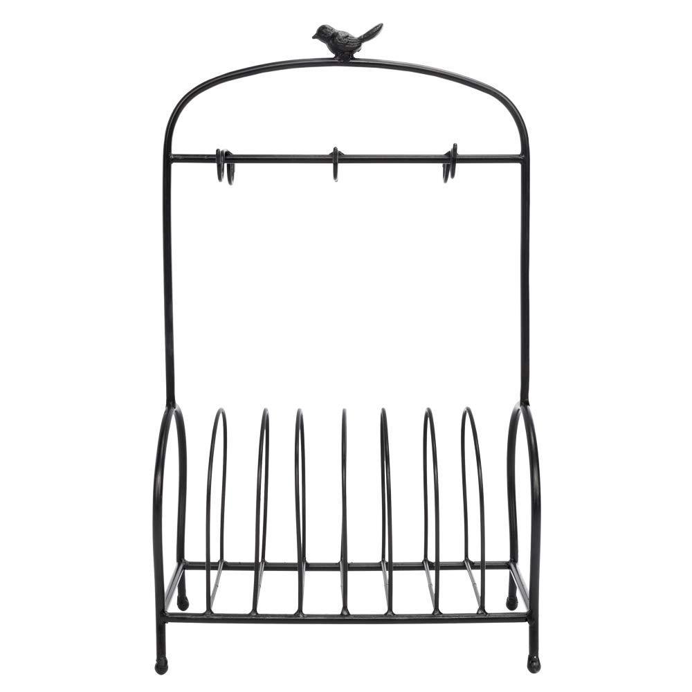 Buy now festnight metal kitchen dish coffee mug cup holder with 6 hooks bird cage shape meal tray holder display rack organizer stand for table counter cabinet 20 9 x 12 2 x 6 7 l x w x h black