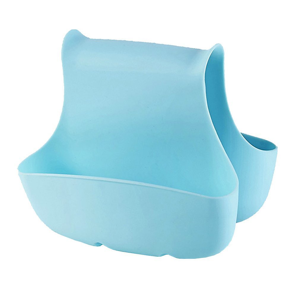 Kitchen Organizer Storage Sponge Holder Saddle Style Double Sink Caddy Sink (blue)