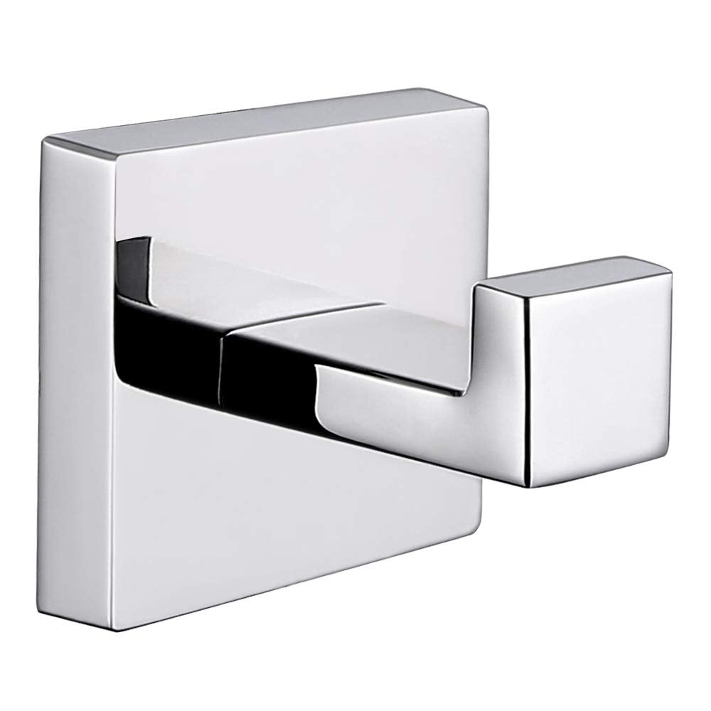 Single Robe and Towel Hook, Suyar SUS304 Stainless Steel Bath Towel Holder, Pants Coat Purse Holder, Kitchen Towel Hanger, Towel Hook for Cabinet Closet Wall Mount, Polished Chrome