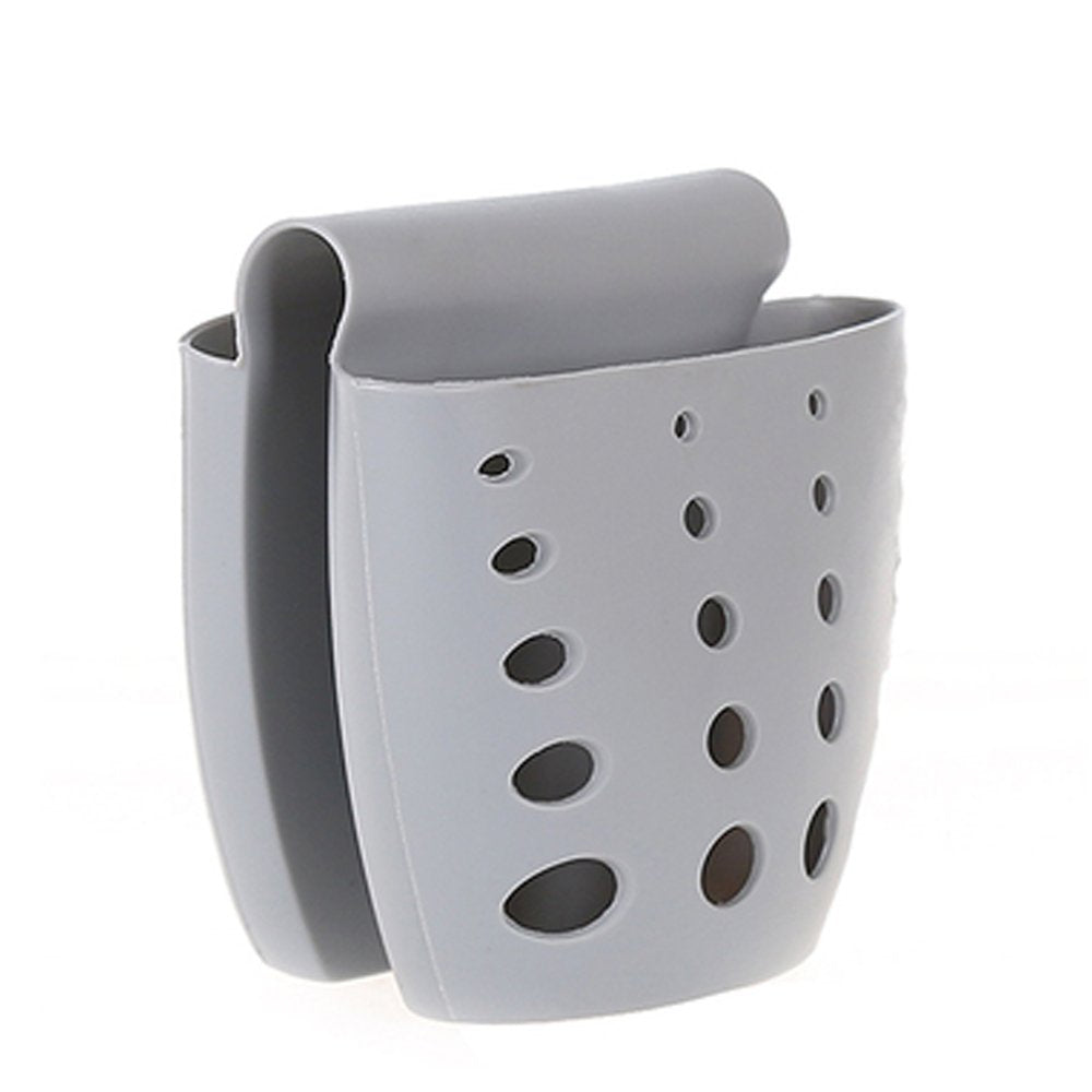 TuuTyss Kitchen Sink Plastic Draining Saddle Sponge Holder,Sponge and Scouring Pad Caddy-Grey