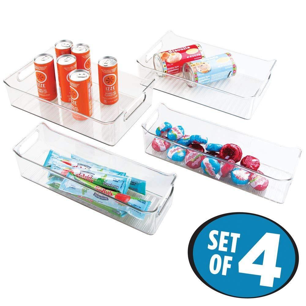 Shop for plastic kitchen pantry cabinet refrigerator or freezer food storage bins with handles organizers for fruit yogurt drinks snacks pasta condiments set of 4 clear