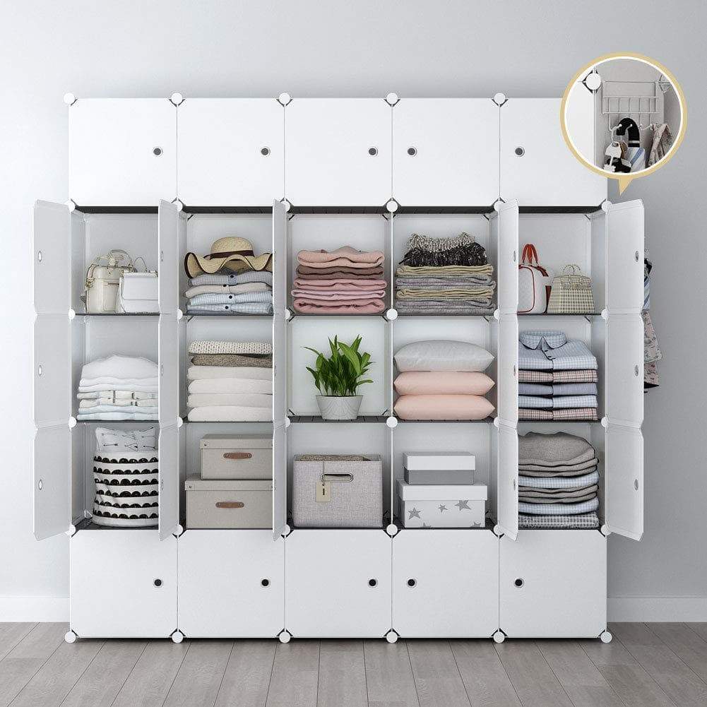 Try yozo modular closet portable wardrobe for teens kids chest drawer ployresin clothes storage organizer cube shelving unit multifunction toy cabinet bookshelf diy furniture white 25 cubes