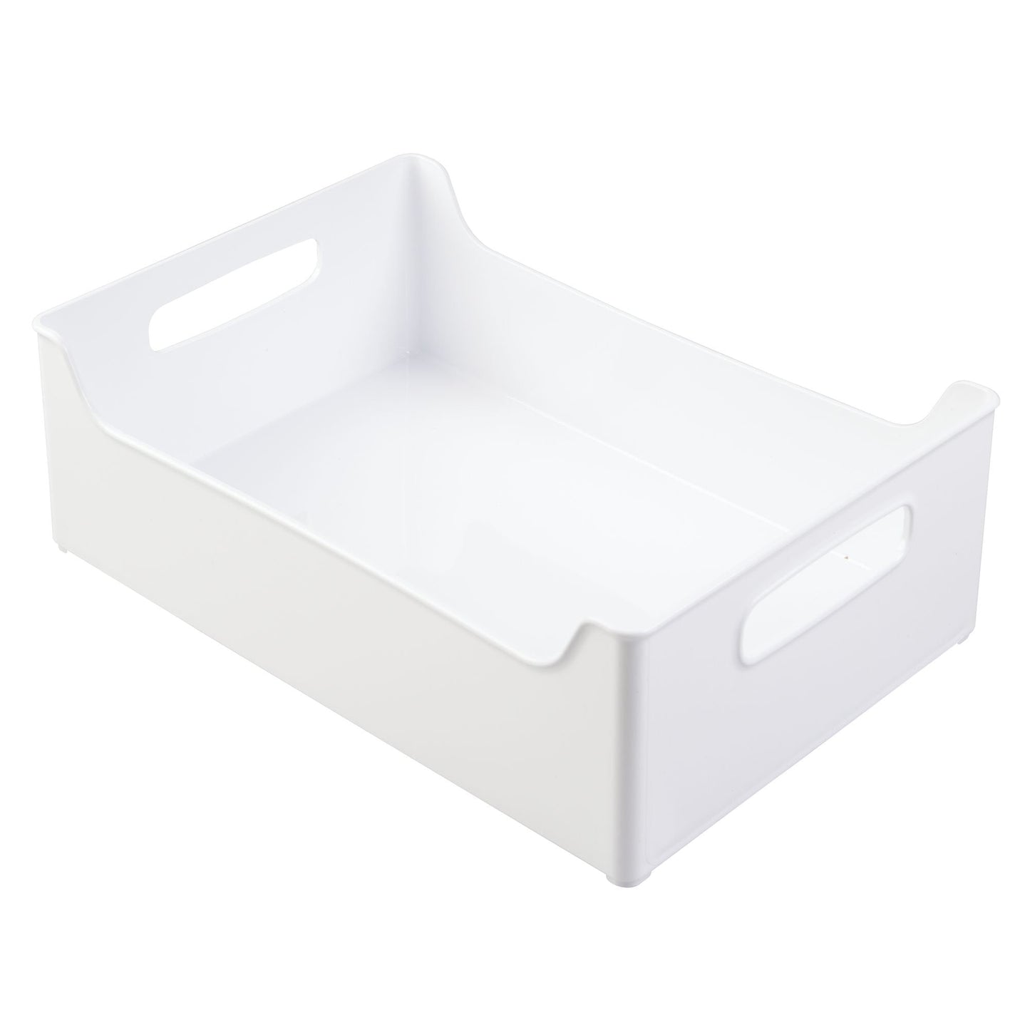 Featured stackable plastic storage organizer containers with handles for kitchen countertop cabinet pantry refrigerator bpa free for kids snacks food 10 wide 4 pack white