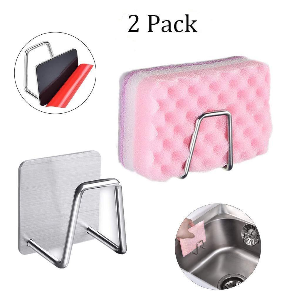 Adhesive Sink Sponge Holder,sponge holder for kitchen sink,Stainless Steel adhesive sponge holder sink caddy in Bathroom/Washroom/Kitchen for Holding Sponges,Soaps,Scrubbers,Dishcloth
