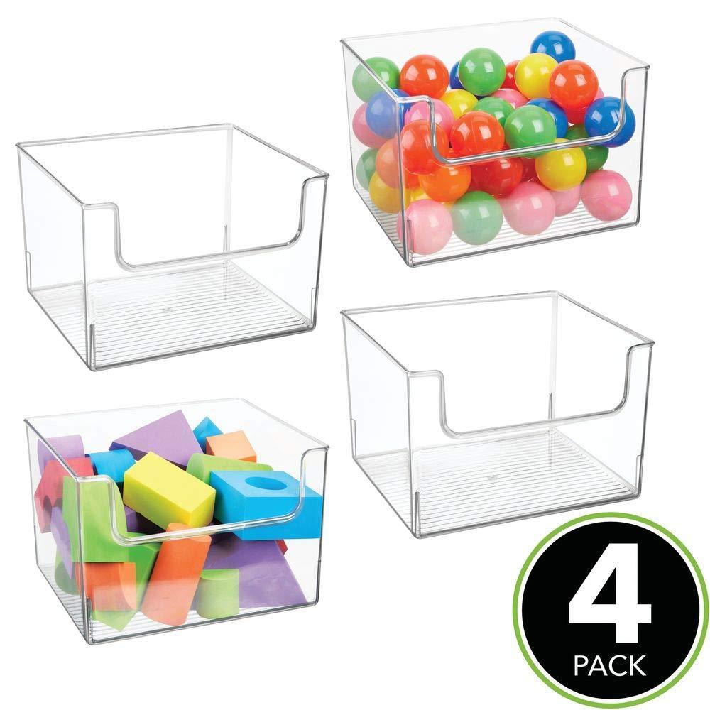 Discover the best deep plastic home storage organizer bin for cube furniture shelving in office entryway closet cabinet bedroom laundry room nursery kids toy room open front 12 wide 4 pack clear