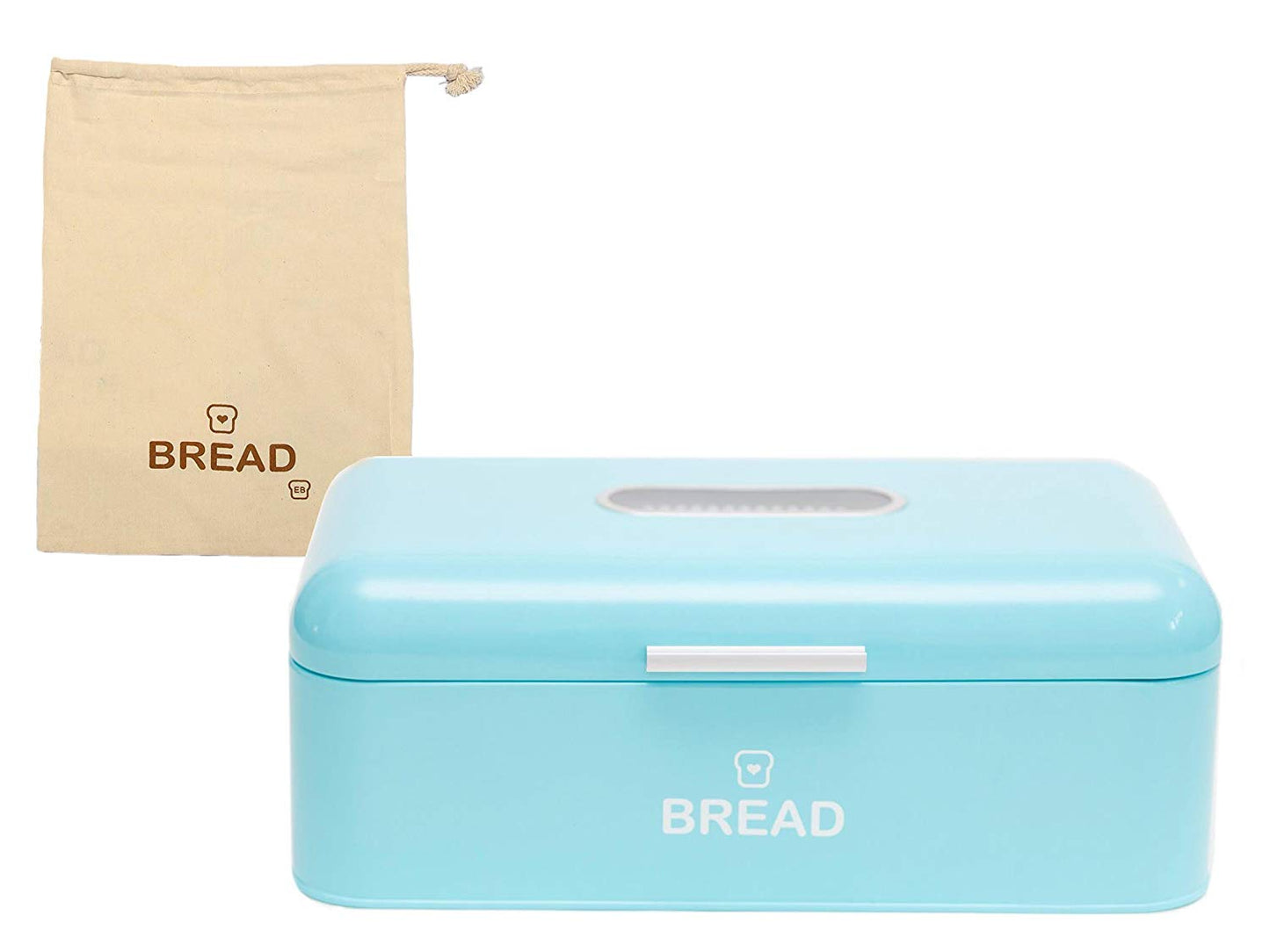 Vintage Bread Box For Kitchen Stainless Steel Metal 16.5" x 9" x 6.5" with viewing window + FREE Bread Bag; Large Bread, Loaves, Pasgtires Bin storage (Pink)
