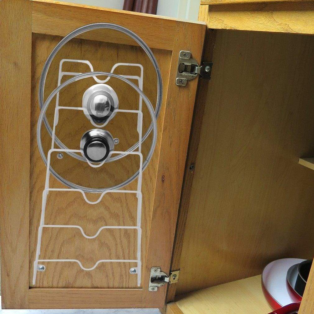 Storage organizer evelots pot lid storage cabinet door wall organizer 12 pot pan covers set of 2