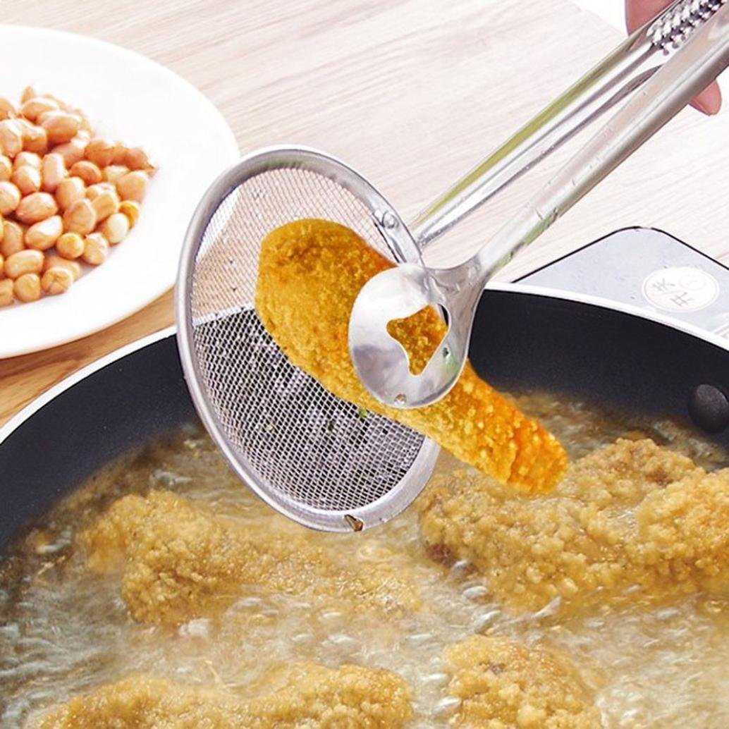 SHJNHAN Multi-functional Filter, Spoon With Clip Food Kitchen Oil-Frying Salad BBQ Filter