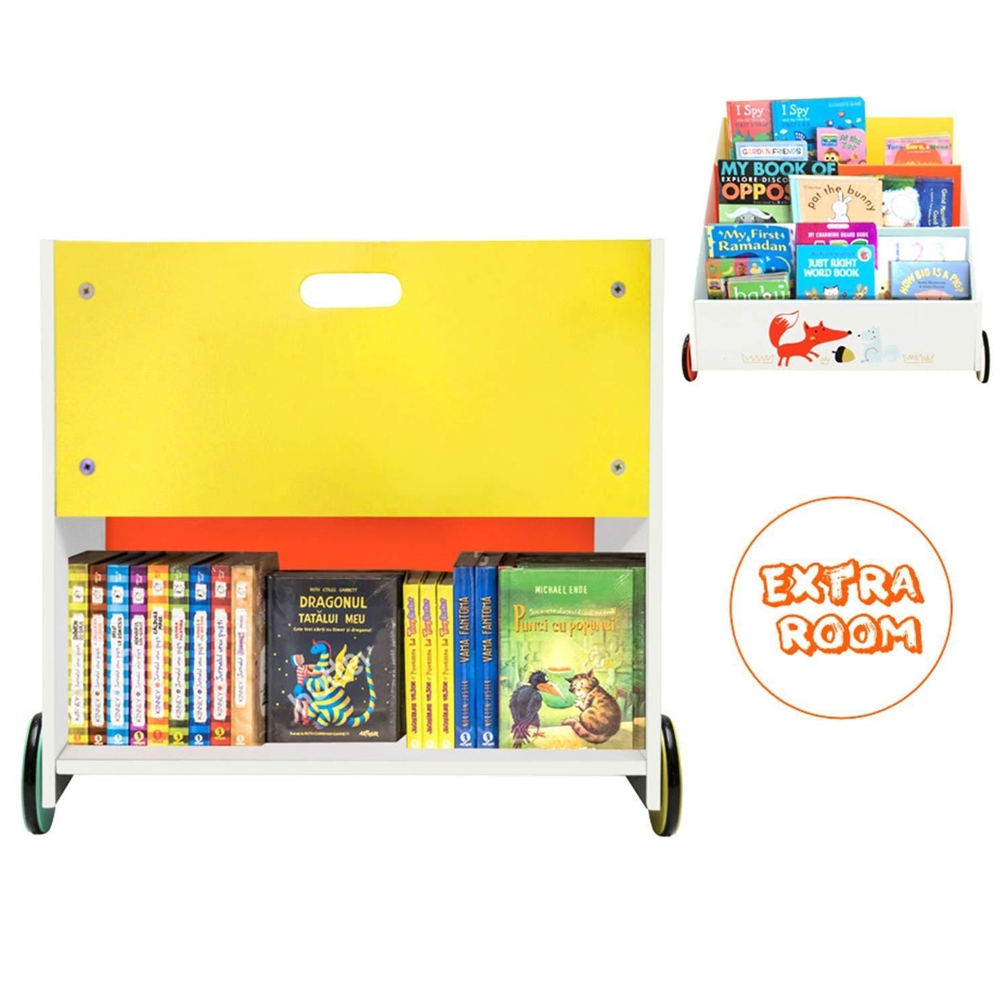 Budget friendly labebe kid bookshelf wood small book storage for 1 5 year old 3 shelf bookcase for bedroom book display case white for girl boy 3 tier mobile bookrack with wheels low square book cabinet fox