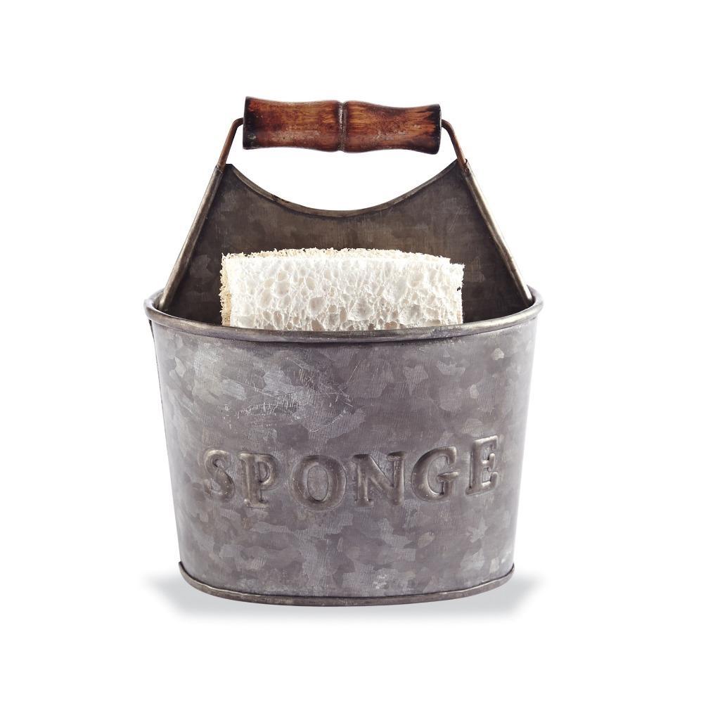 Mud PIe Retreat Collection Galvanized Tin Kitchen Sponge Holder, 7" x 5"