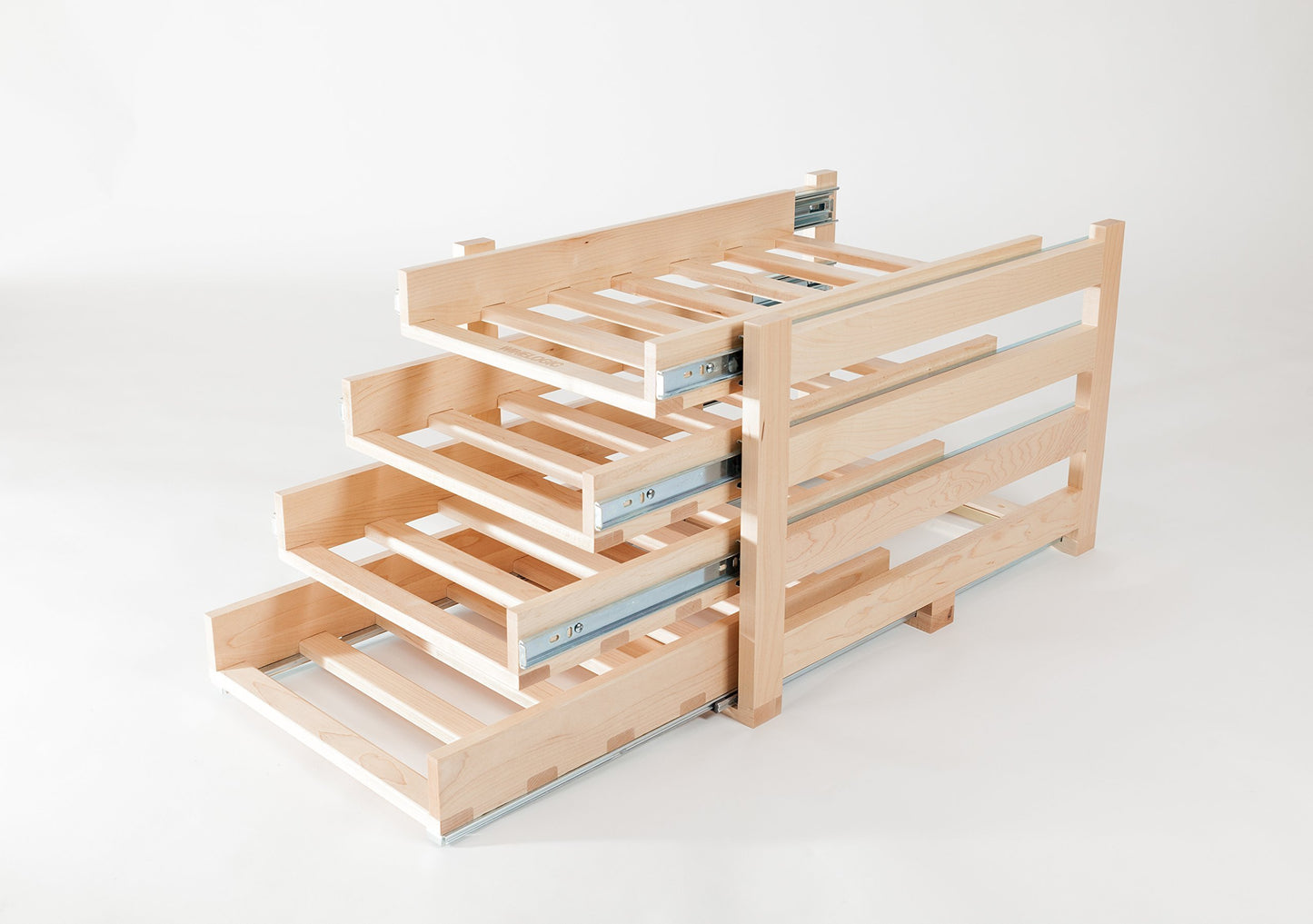 Budget wine logic wl maple24 in cabinet sliding tray wine rack 24 bottle solid maple wood unstained with clear satin lacquer finish