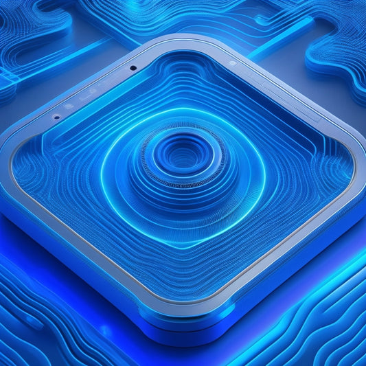 A stylized, futuristic illustration of a Samsung Notes app icon surrounded by swirling, glowing blue lines and shapes, with subtle gear and circuitry patterns in the background, conveying innovation and hidden potential.