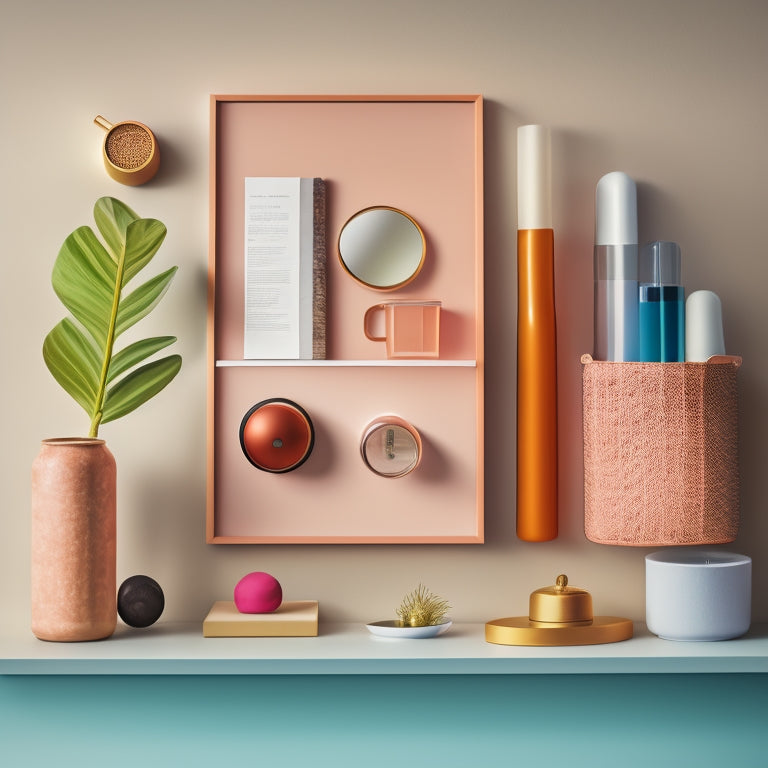 A minimalist, modern illustration featuring a magnifying glass hovering over a cluttered shelf, with a few products highlighted and others faded, conveying the idea of curated selection.