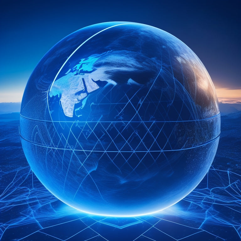 A stylized, futuristic illustration of a globe with glowing blue lines and nodes, surrounded by ascending arrows and clouds, symbolizing growth and expansion in the cloud computing space.