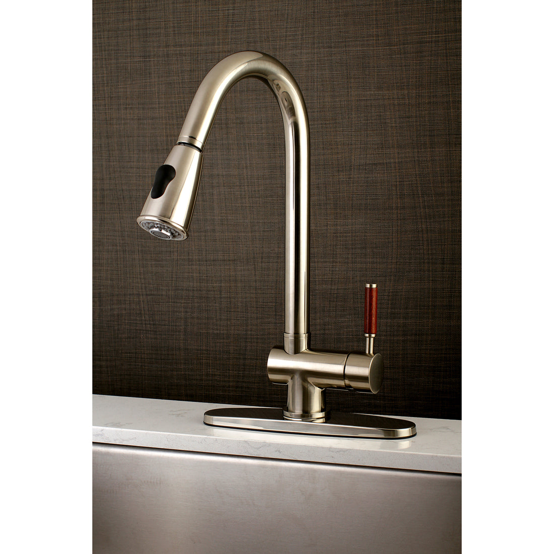 Tap into nature’s exclusive elegance and beauty with our collection of wood handle faucets