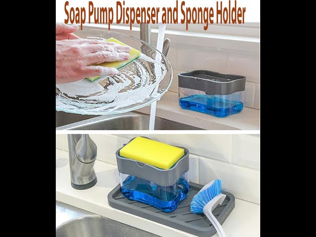 Instant, compact storage for dish soap and sponge • Dispenses the perfect amount of dish soap on to your sponge • Press down on the top plate to dispense ...