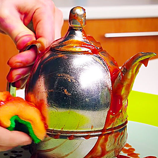 When I found this awesome video tutorial by Fabiosa, on YouTube, describing a new way to clean copper, stainless steel, and other metals with ketchup, I had to try it! There are many cleaners that will clean metal, but if I can use something super...