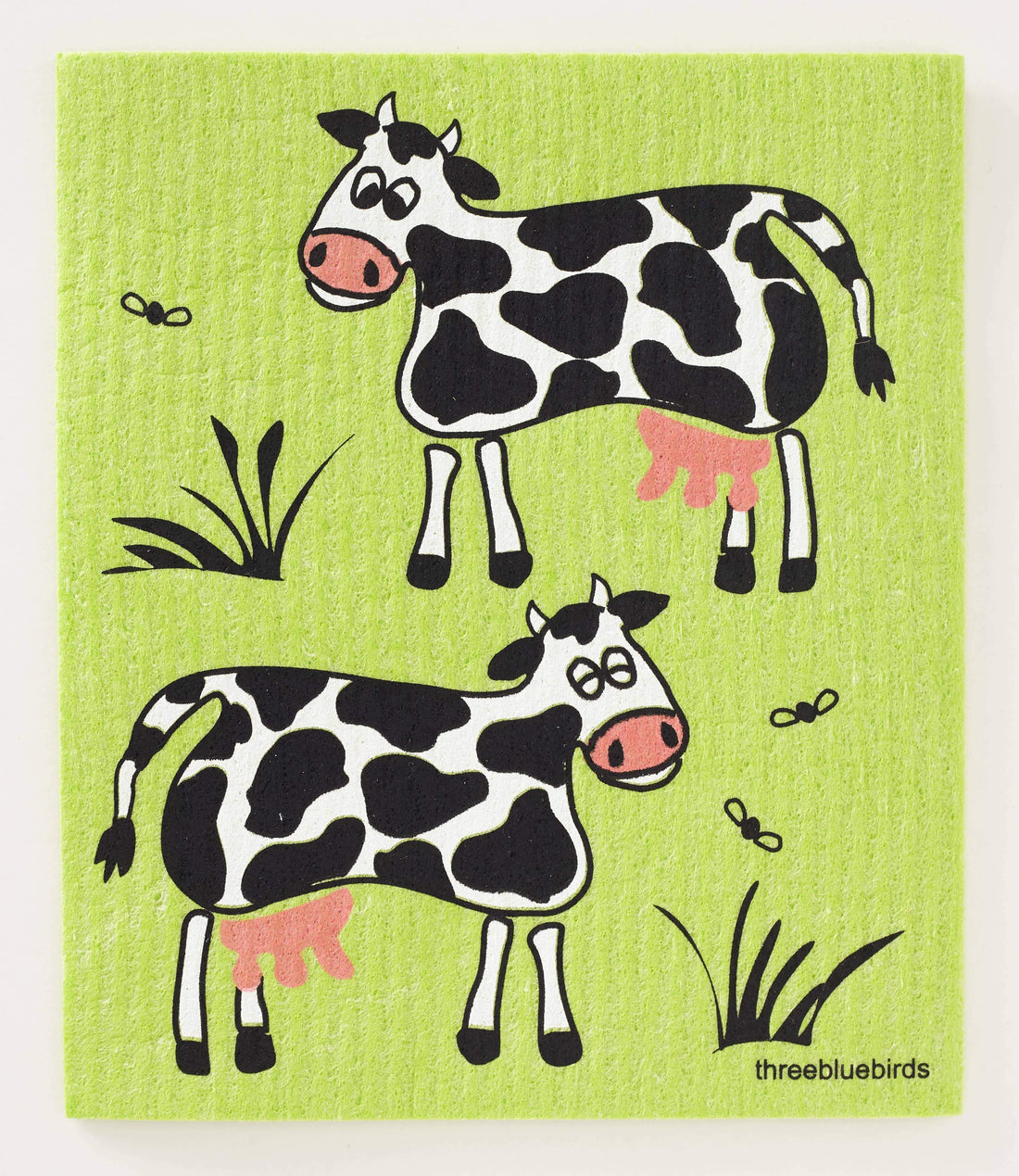 Cows on Apple Green Swedish Dishcloth - Connecticut Made!