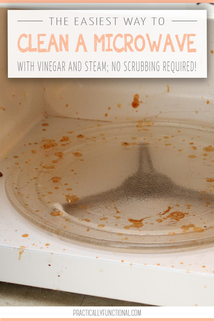 Clean a microwave in minutes! All you need is vinegar and water, no scrubbing required!