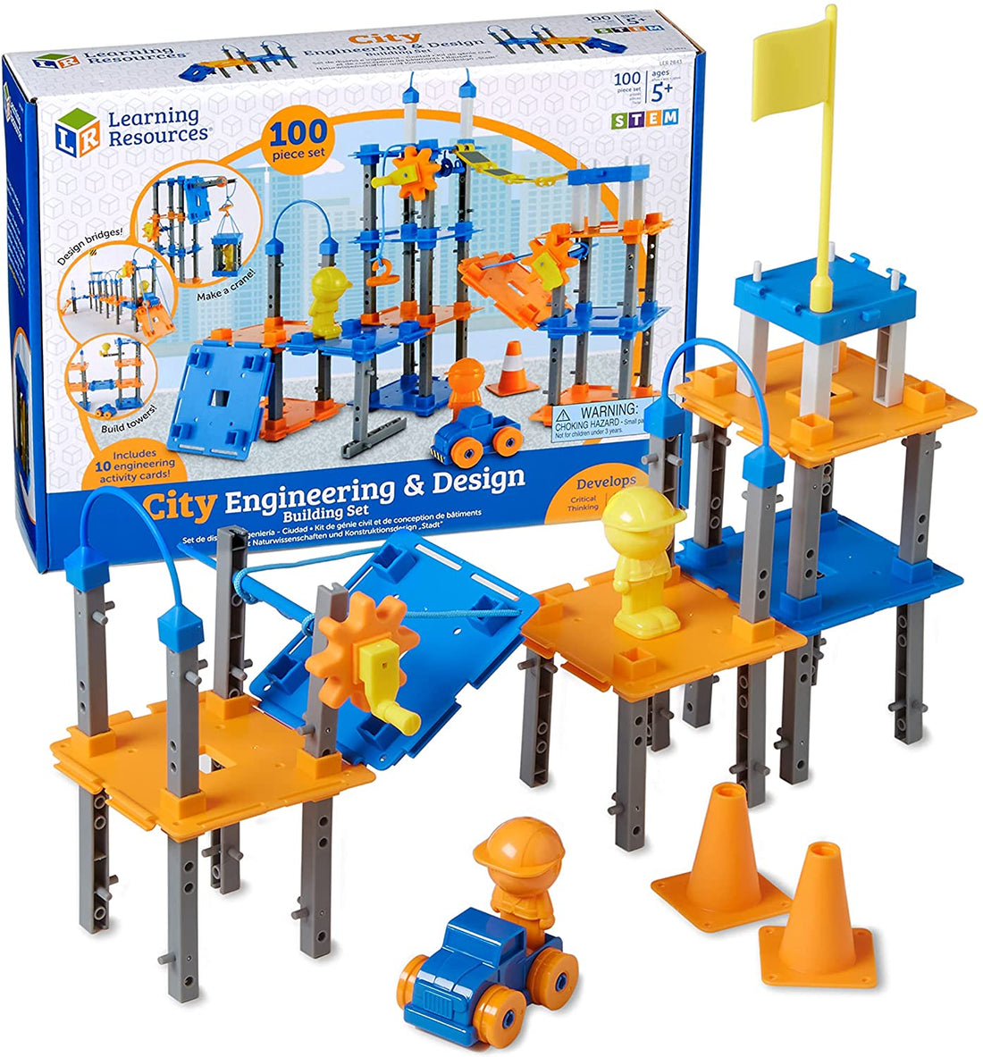 Learning Resources City Engineering and Design Building Set, Engineer STEM Toy, Construction Toys, 100 Pieces, Simple Machines Kids, Ages 5+ $14.90
