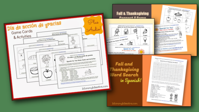 Free Thanksgiving Printable Activities in Spanish