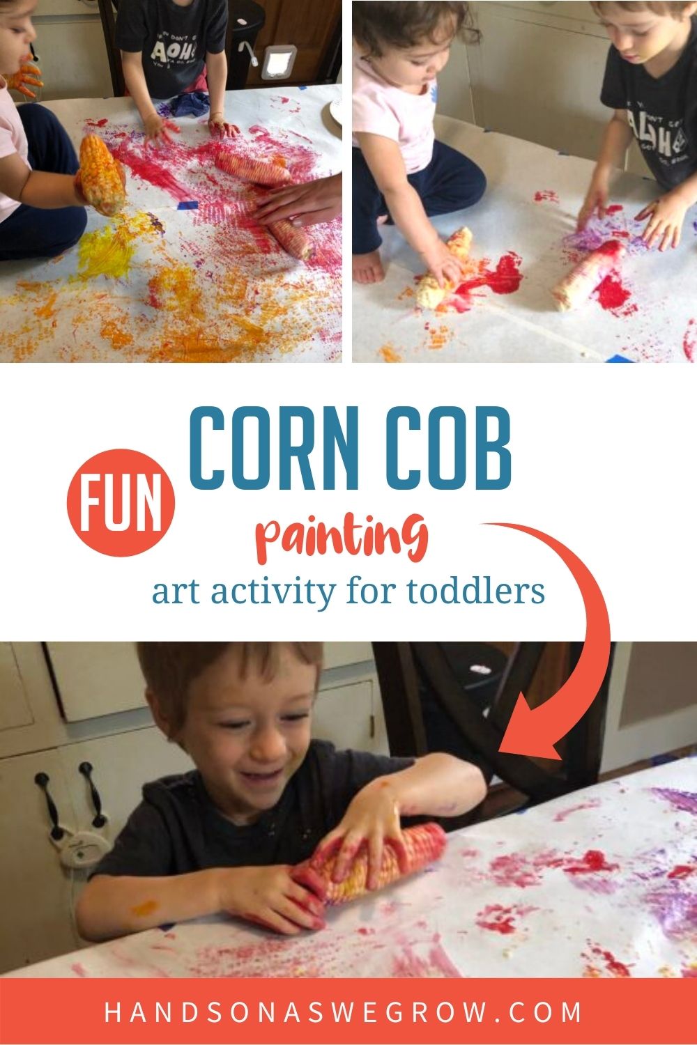 Corn Cob Painting is a Simple Fun Art Activity for Toddlers
