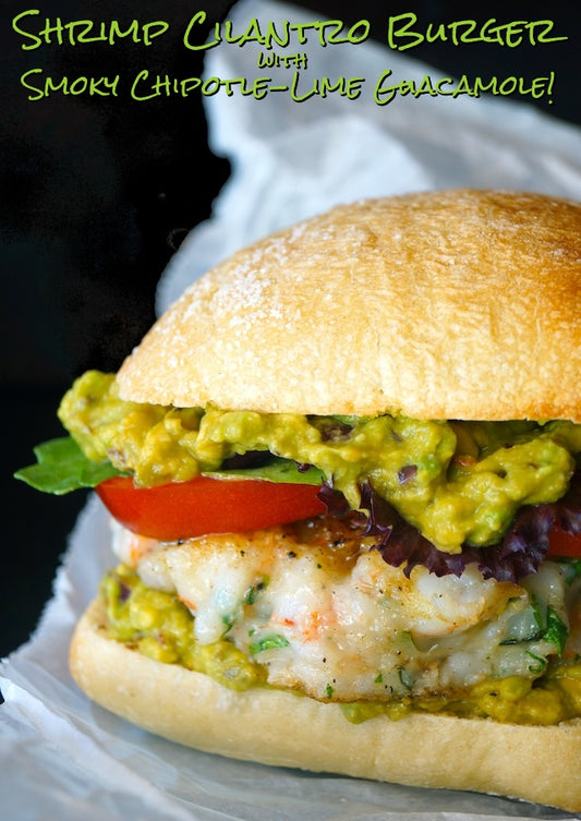 Cilantro Shrimp Burger Recipe with Guacamole