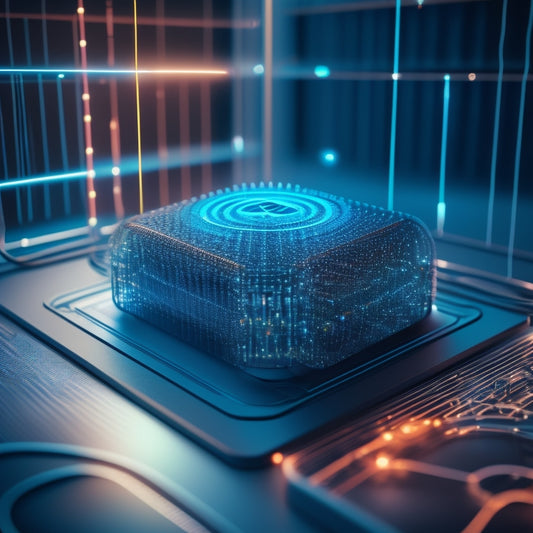 A futuristic, minimalist illustration featuring a stylized, glowing neural network surrounding a Cisco router, with subtle, swirling patterns of 1s and 0s in the background, symbolizing bias-free language.