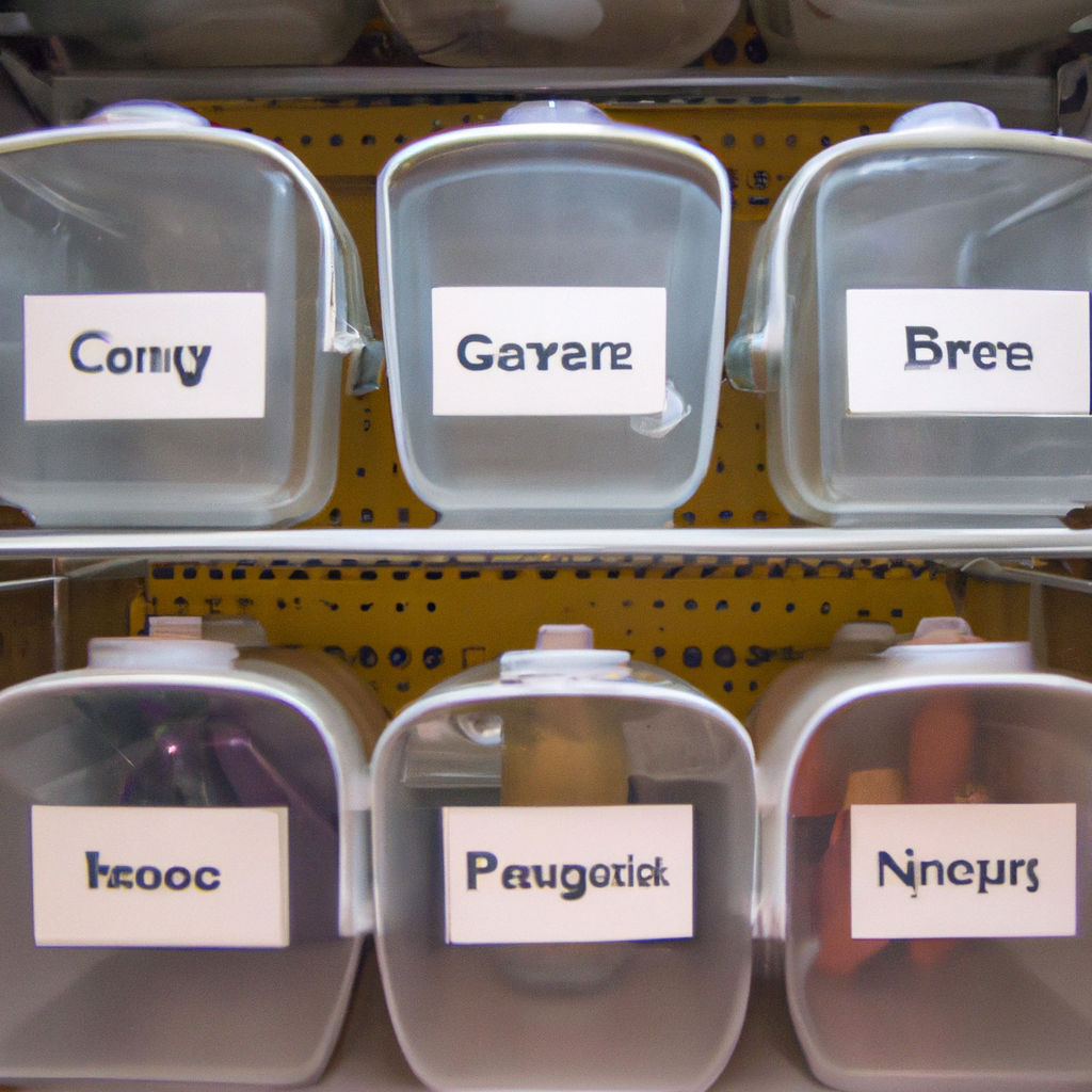 Transform your cluttered kitchen into a stunning space with clear food bins. Say goodbye to mess and hello to organization!