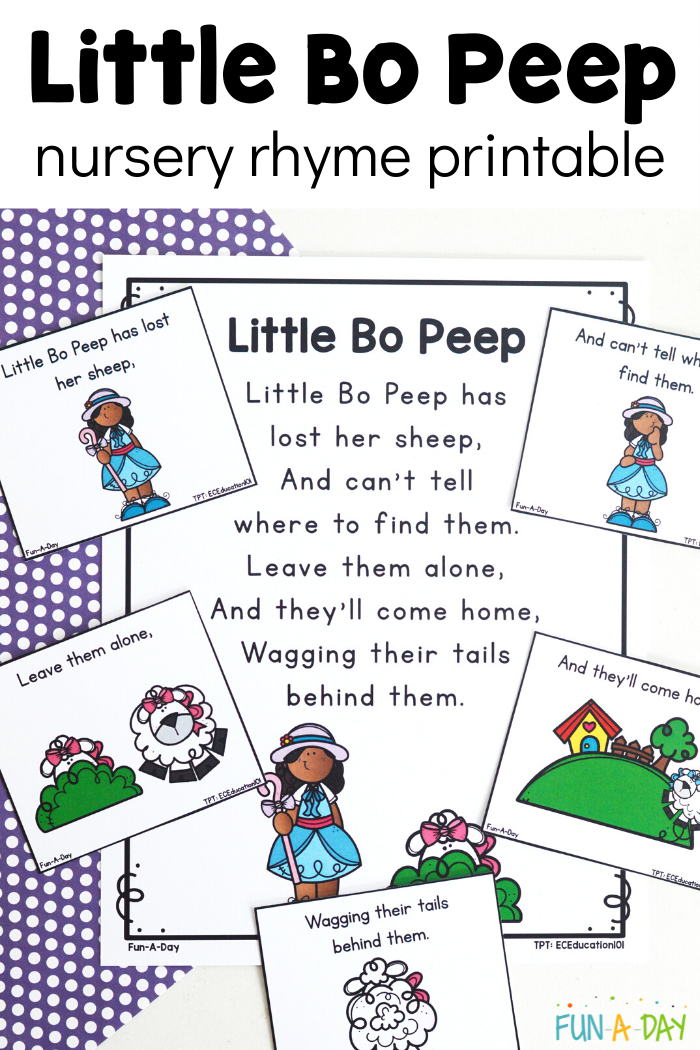 Little Bo Peep Nursery Rhyme Printable for Preschoolers