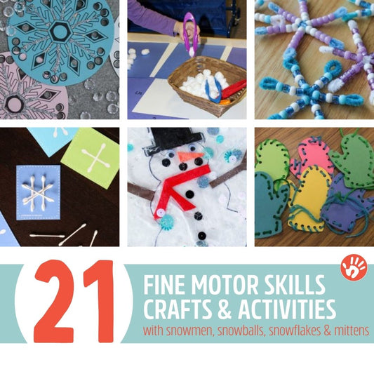 21 Winter Fine Motor Activities with Snowmen, Snowballs, Snowflakes & Mittens!