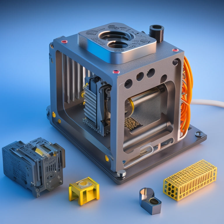 A detailed illustration of a 3D printer's E3D V6 hotend assembly, showcasing the heater block, heat sink, and heat break, with precise rendering of small components and connections.