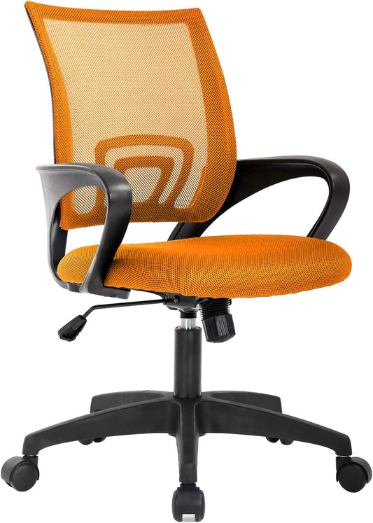 Home Office Chair Ergonomic Desk Chair Mesh Computer Chair with Lumbar Support Armrest Executive Rolling Swivel Adjustable Mid Back Task Chair for Women Adults (Orange) $20.99