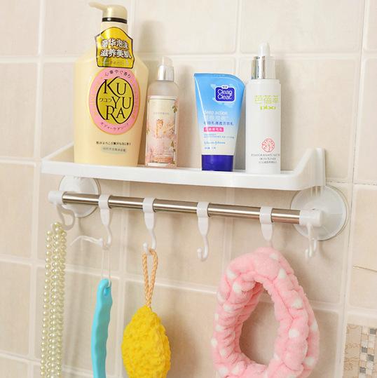 1PC Plastic Rack Storage Bathroom Shower Shelf Makeup Towel Sponge Holder Suction Organizer Toilet Wall Kitchen Corner JE 0647