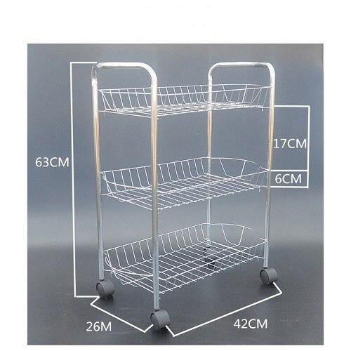 2017 Storage Shelf Kitchen Prateleira Vegetable Rack Three layers multifunction Fruit Shelf Bathroom The movable trolleys racks