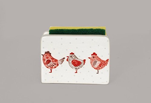 Ceramic Scrubbie Sponge Holder - 3 Hens