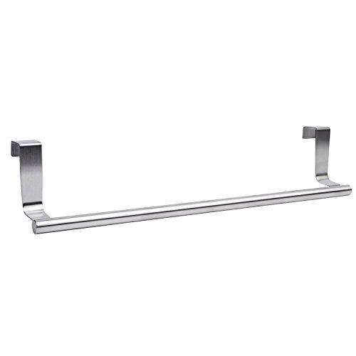 Select nice kozanay towel bar with hooks for bathroom and kitchen brushed stainless steel towel hanger over cabinet door