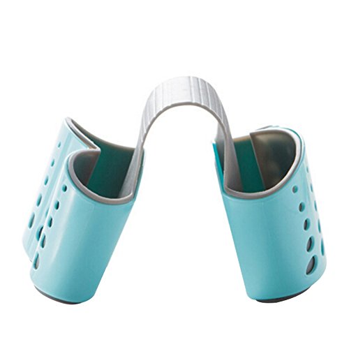 BESTOMZ Kitchen Sink Caddy Sponge Holder Cleaning Brush Holder Sink Organizer (Sky Blue)