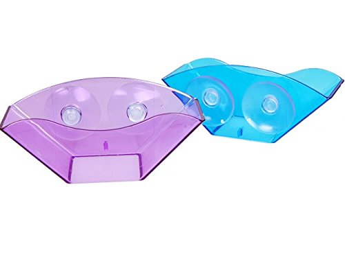 Cindy&Will 2Pcs Plastic Sink Sponge/Soap Holder/Orgainizer/Draining Rack with Double Sucker, Purple