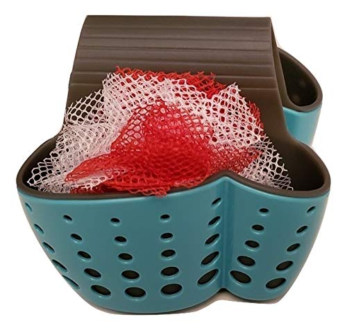 RJF Brands Kitchen Caddy Sink Organizer. Sturdy Plastic Storage Baskets and Sponge Holder for Kitchen Organization. Sink Saddle Design is Perfect as a Soap Holder. Includes Dishwool Mesh Scrubber.