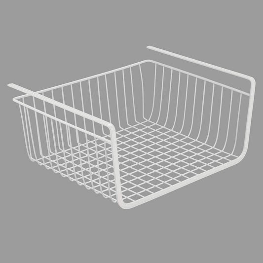 Selection household metal under shelf hanging storage bin basket with open front for organizing kitchen cabinets cupboards pantries shelves large 2 pack white