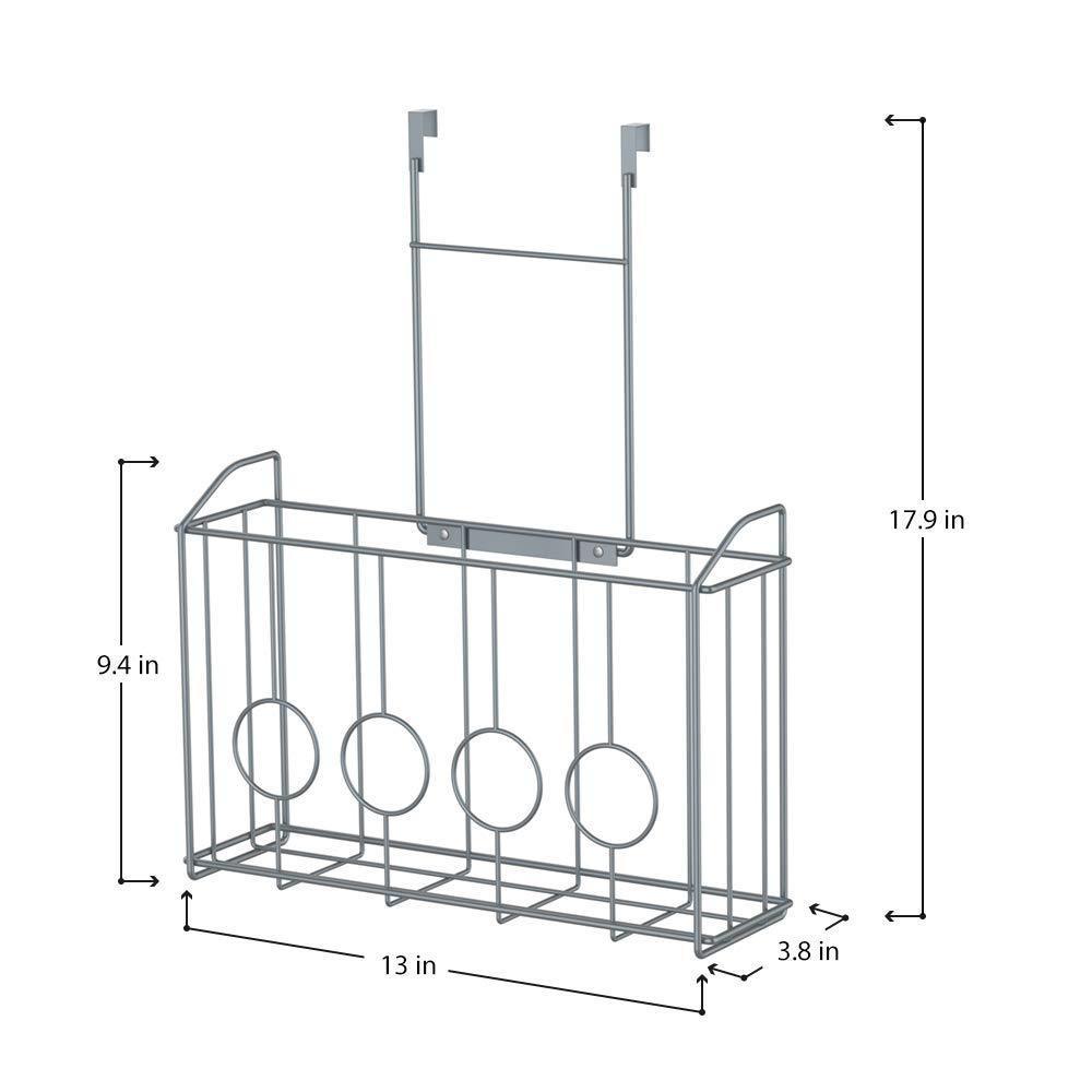 Exclusive nex over the cabinet door organizer cabinet storage basket for cutting board aluminum foil cleaning supplies silver