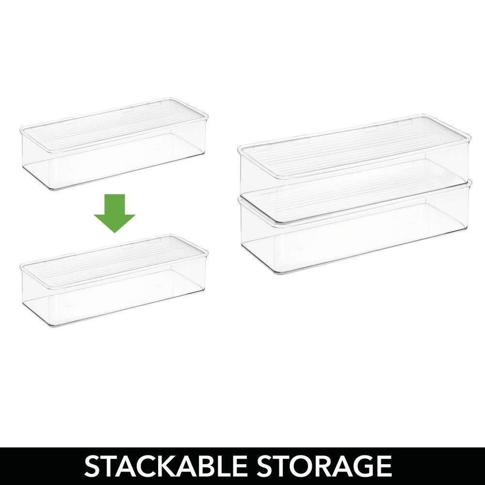 stackable kitchen pantry cabinet refrigerator food storage container bin attached lid organizer for packets snacks produce pasta bpa free food safe 8 pack clear