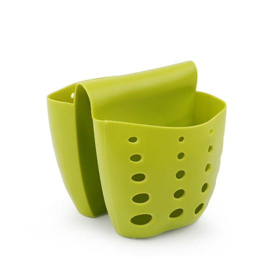 YANGYULU Silicone Sponge Holder Kitchen Bath Sink Double Side Hanging Storage Basket (Green)