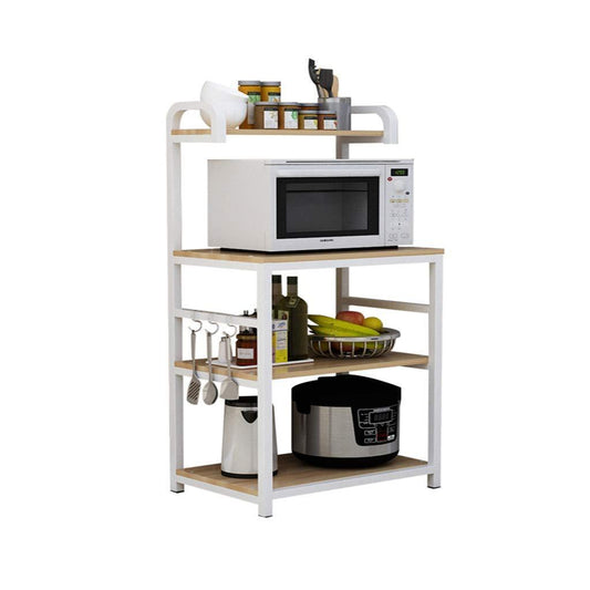 New shelf microwave oven storage rack kitchen tableware shelves counter and cabinet 4 layer white color white size 132cm