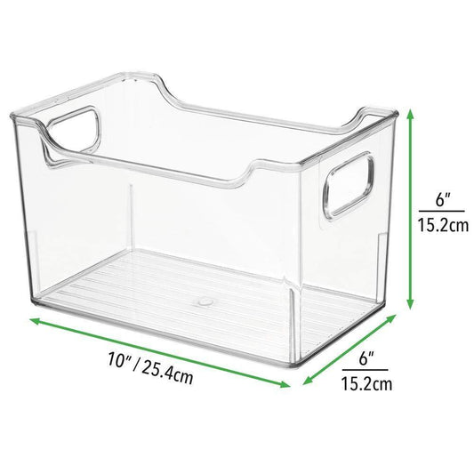 Home plastic kitchen pantry cabinet refrigerator or freezer food storage bin with handles organizer for fruit yogurt snacks pasta bpa free 10 long 8 pack clear