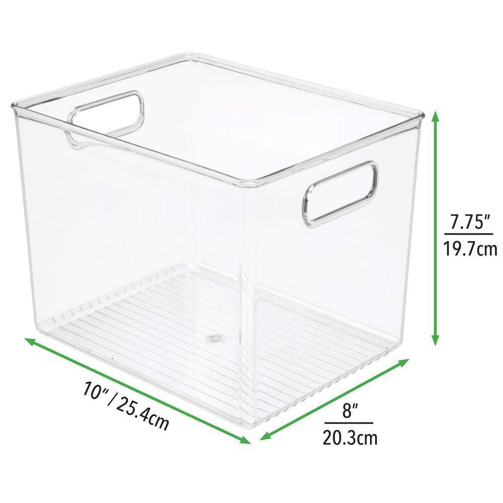 Save on plastic storage bin with handles for office desk book shelf filing cabinet organizer for sticky notes pens notepads pencils supplies bpa free 10 long 4 pack clear