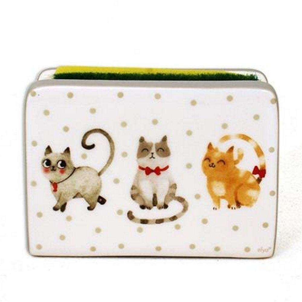 Faye, 006043, Ceramic Cat Design Sponge Holder