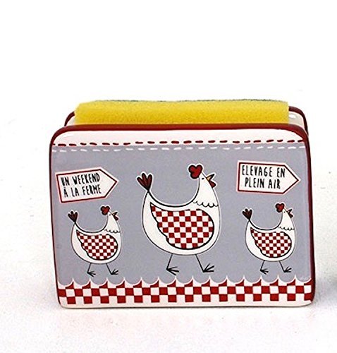 French Inspired Ceramic Grey Hen Sponge Holder